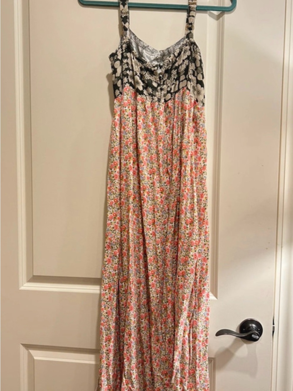 NATURAL LIFE Black Bodice Pink Floral Maxi Dress